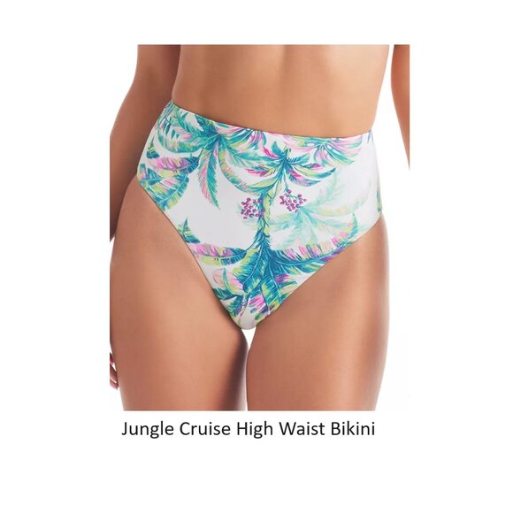 NWT Jessica Simpson Women High Waist Hipster Print Bikini Size S-XL $60 12HL892 - Picture 2 of 4